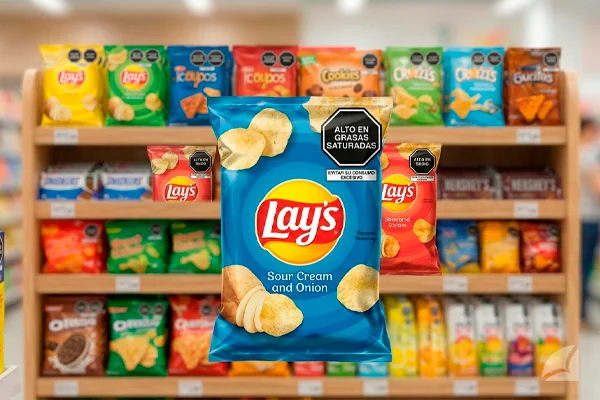 octógonos en góndolas de productos con grasas saturadas