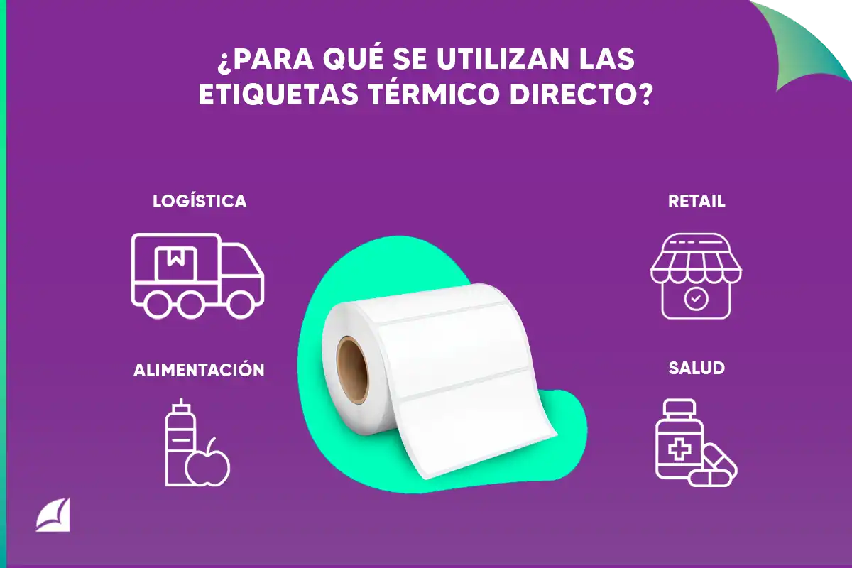 infografía sobre Para qué se utilizan las etiquetas térmico directo