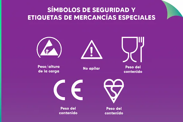 Símbolos de seguridad y etiquetas de mercancías especiales