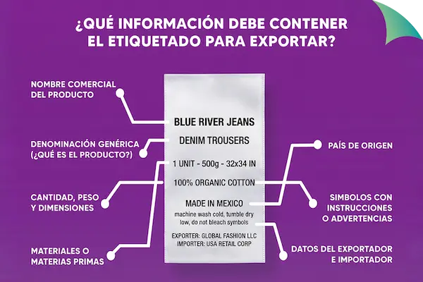 infografía sobre los Requisitos básicos del etiquetado para exportar