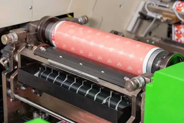 impresión flexográfica mediante el usando impresora industrial y troqueles de corte
