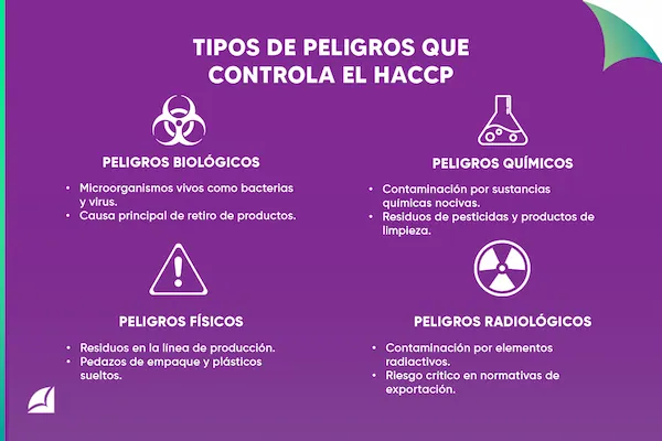 infografía sobre los tipos de peligros que controla el HACCP