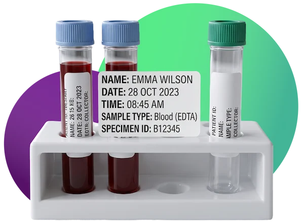 Etiquetas para toma de muestras sanguíneas
