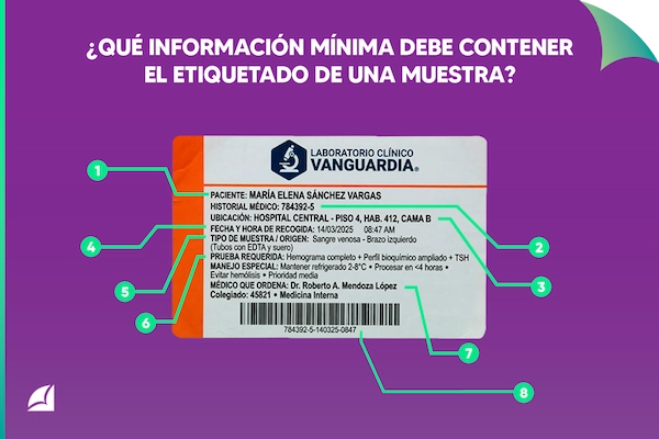 infografía sobre qué información mínima debe contener el etiquetado de una muestra